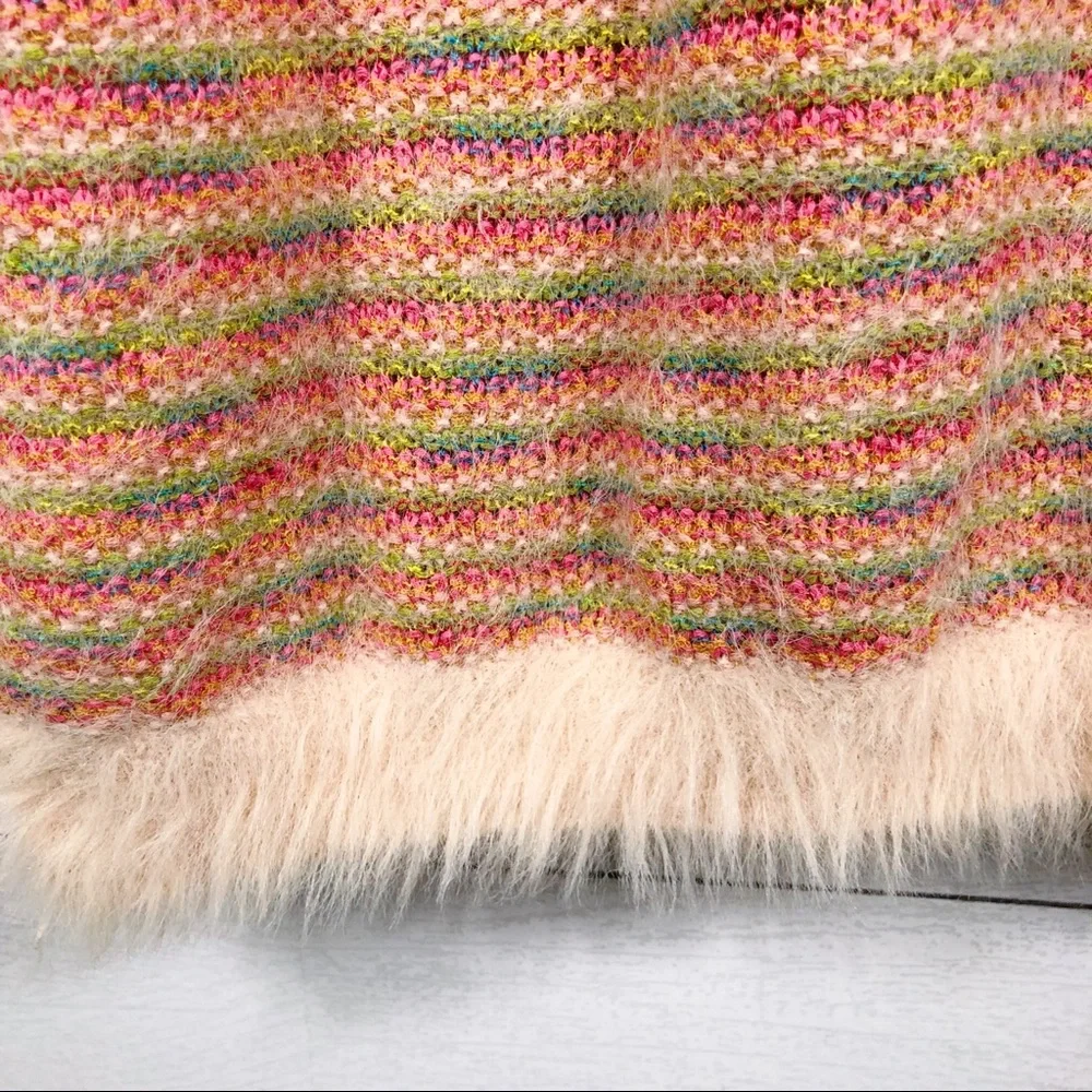 Urban Outfitters Coral Fuzzy‎ Soft Stripped Long Scarf